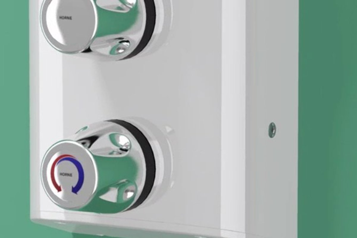 Hex key operation point on Horne shower panel for isolation from water supply