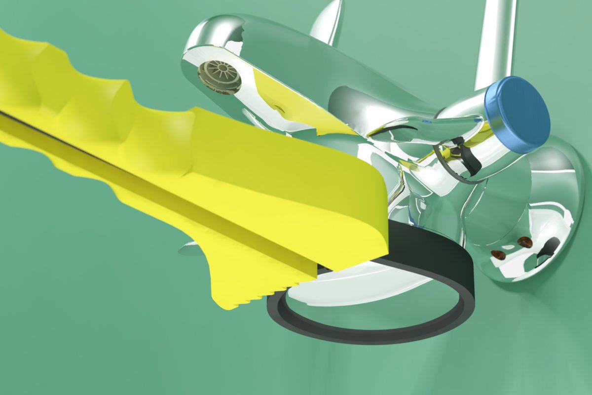 Remove Optitherm thermostatic tap's bottom cover with a strapwrench