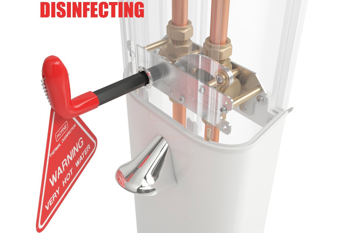 Thermal disinfection of Horne shower panel with integral ILTDU