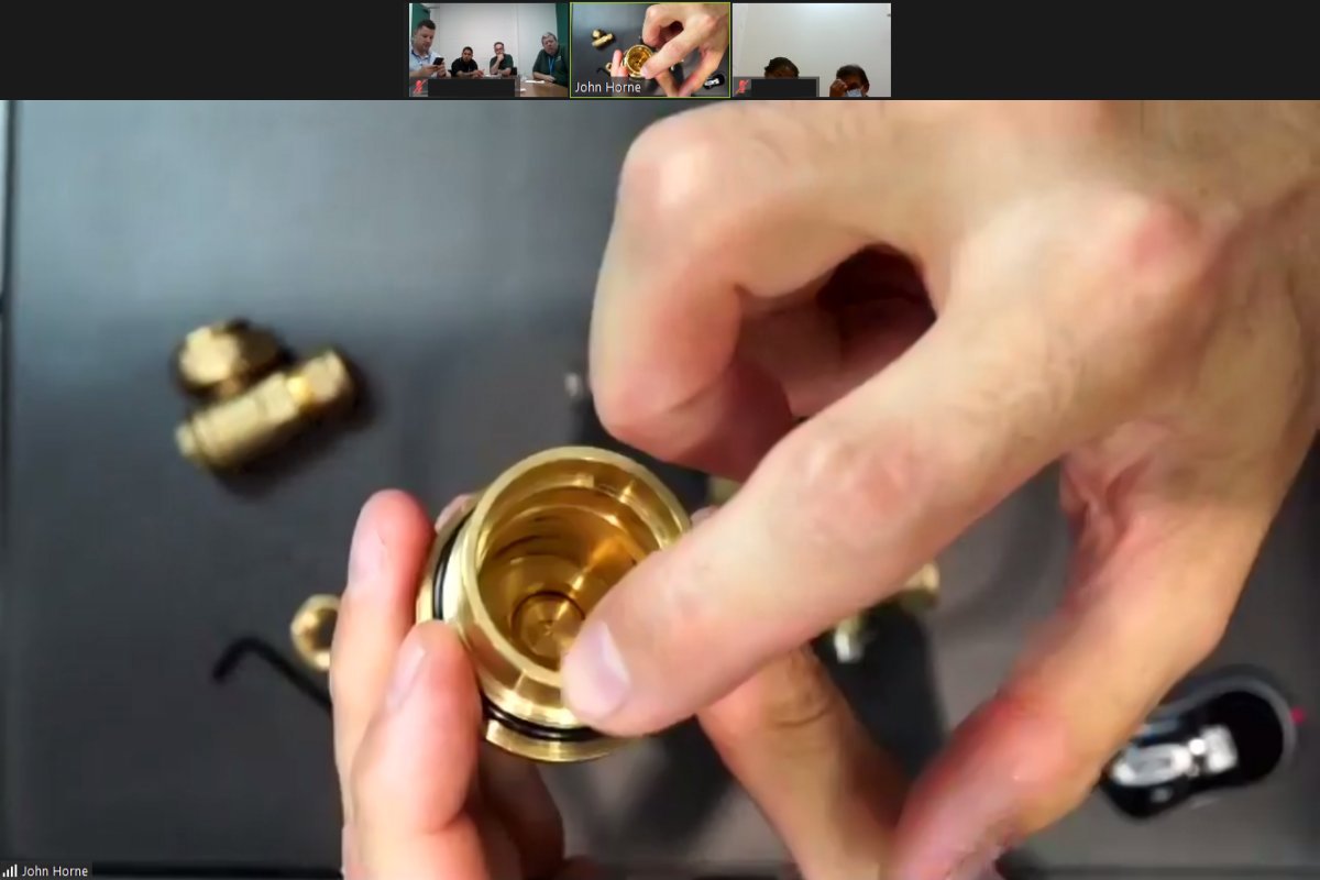 John Horne explains the importance of the Cold Valve Face in thermostatic mixing valves during a Maintenance Training session over Zoom