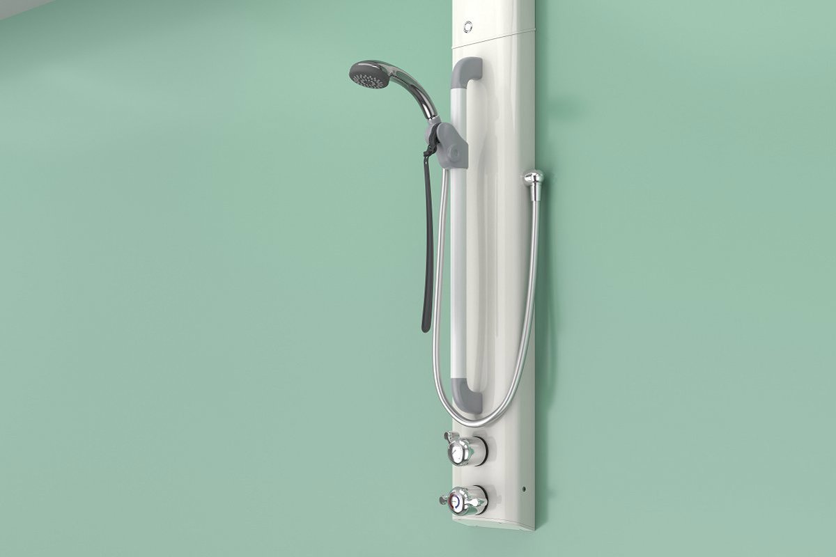 Horne Inclusive Design shower panel with lever controls and integral in-line thermal disinfection unit