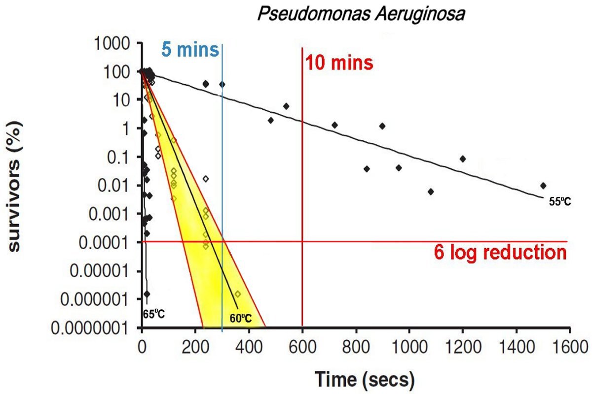 P. Aeruginosa Thermal Kill Curve, from Spinks et al, 2006